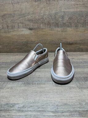 Vans Classic Metallic Bronze Leather Slip On Sneakers Women's Size 8.5